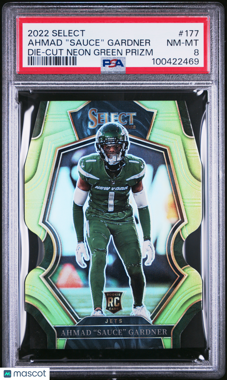 2022 Panini Select Ahmad "sauce" Gardner #177 Die Cut Neon Green Prizm PSA 8