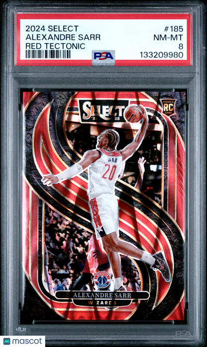 2024 Panini Select - Alexandre Sarr #185 - ROOKIE - Red Tectonic /65 - PSA /65
