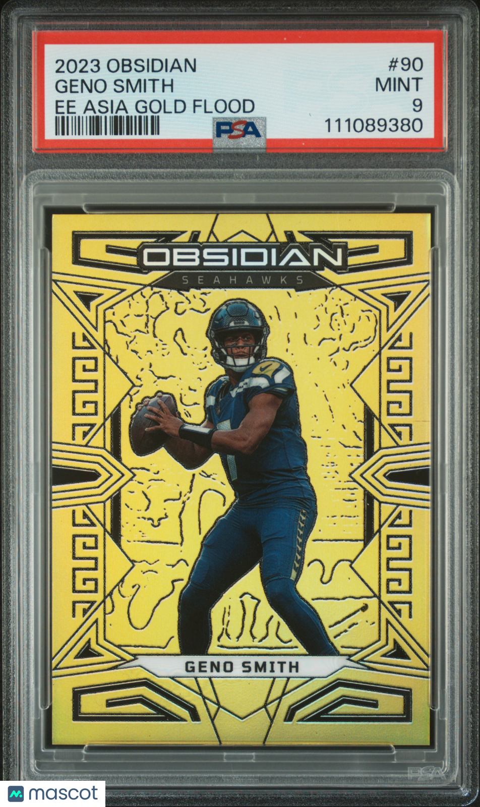 2023 Panini Obsidian - Geno Smith #90 - Ee Asia Gold Flood /10 - PSA - GOLD /10