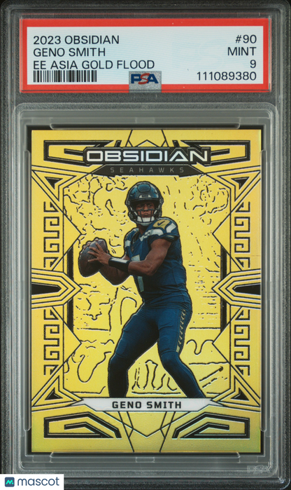 2023 Panini Obsidian - Geno Smith #90 - Ee Asia Gold Flood /10 - PSA - GOLD /10