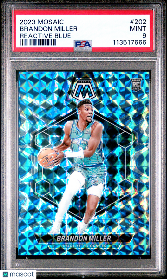 2023 Panini Mosaic - Brandon Miller #202 - ROOKIE - Reactive Blue - PSA - ROOKIE