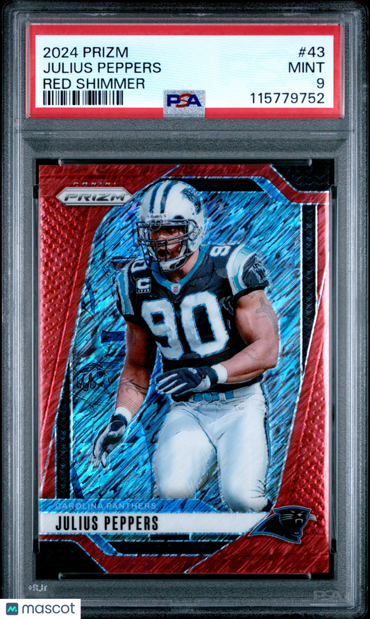 2024 Panini Prizm - Julius Peppers #43 - Red Shimmer /35 - PSA 9 - FOTL /35