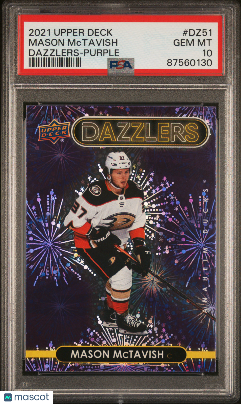 2021-2022 Upper Deck Dazzlers Mason Mctavish #DZ51 Purple PSA 10