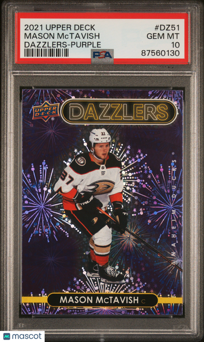 2021-2022 Upper Deck Dazzlers Mason Mctavish #DZ51 Purple PSA 10