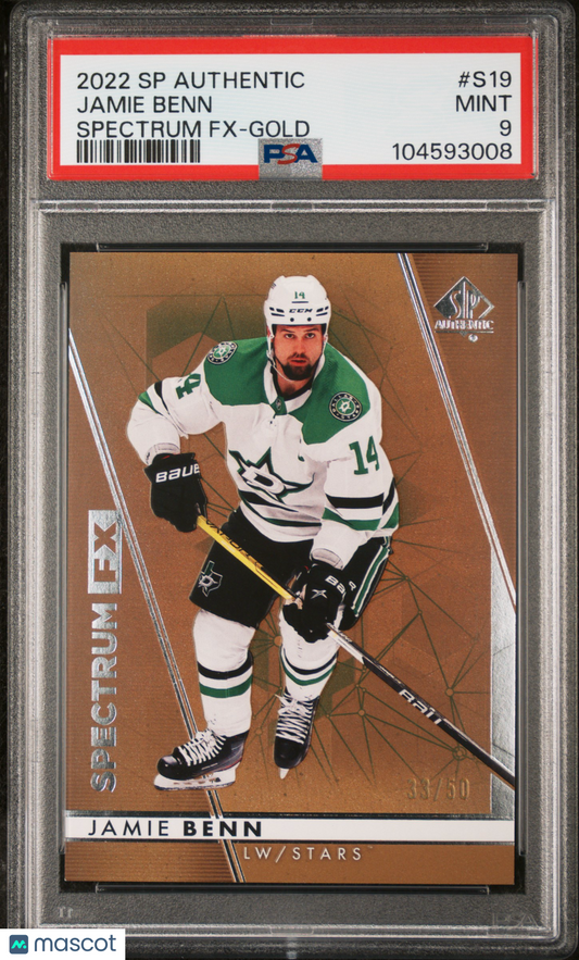 2022 SP Authentic Spectrum FX Jamie Benn #S19 - /50 GOLD  - PSA - /50 GOLD