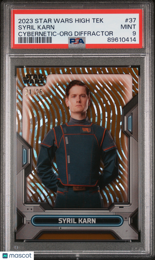 2023 Star Wars High Tek - Syril Karn #37 - Orange Diffractor /25 - PSA - /25