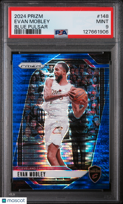 2024 Panini Prizm NBA Basketball - Evan Mobley#148 - BLUE PULSAR /99 - PSA 9