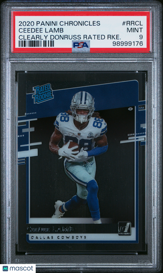 2020 Panini Clearly Donruss Rated Rookies Ceedee Lamb #RRCL RKE. PSA 9
