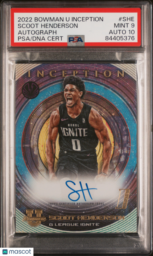 2022 Bowman U Inception Autographs Scoot Henderson #SHE PSA 9 Auto 10