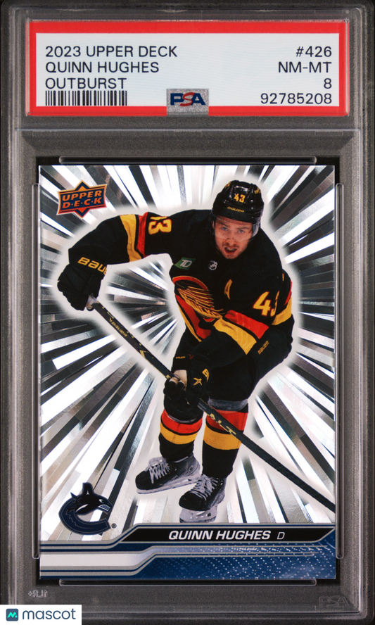 2023 Upper Deck Quinn Hughes #426 Outburst PSA 8