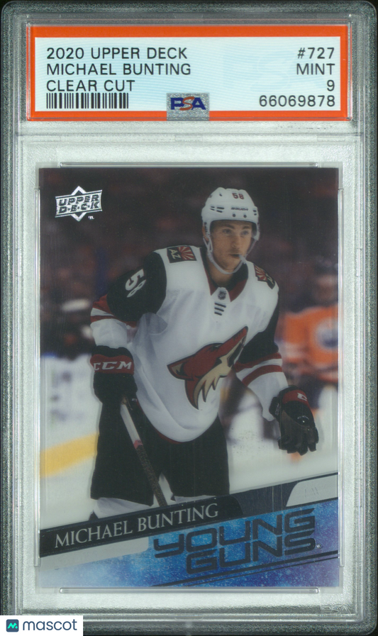 2020 Upper Deck - Michael Bunting #727 - Young Guns - Clear Cut - ROOKIE - PSA