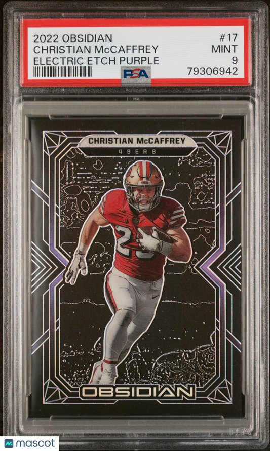 2022 Panini Obsidian Christian Mccaffrey Electric Etch Purple - /100 PSA 9 -/100