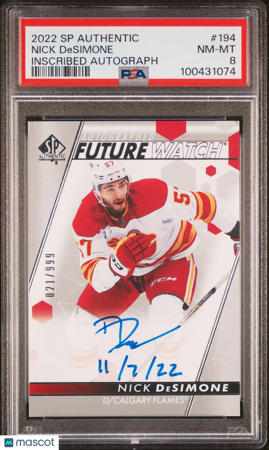 2022 SP Authentic - Nick Desimone #194 - Inscribed Autograph - PSA - INSCRIBED