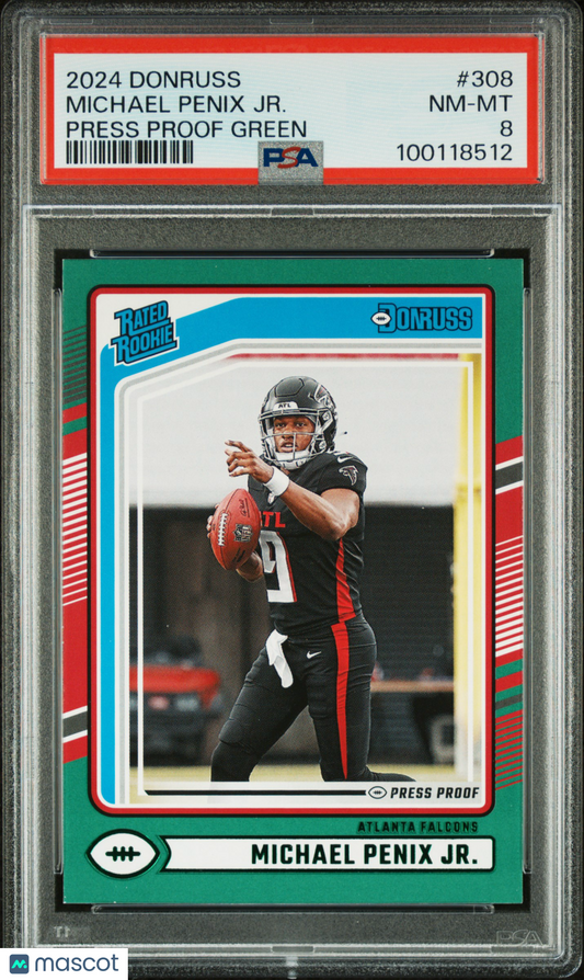 2024 Panini Donruss Michael Penix JR. #308 Press Proof Green PSA 8