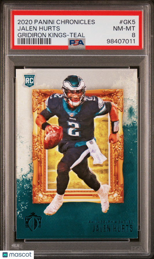 2020 Panini Chronicles Gridiron Kings Jalen Hurts ROOKIE #GK5 Teal PSA 8