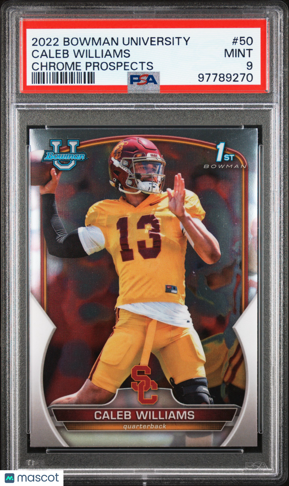 2022 Bowman University Chrome Prospects Caleb Williams #50 PSA 9
