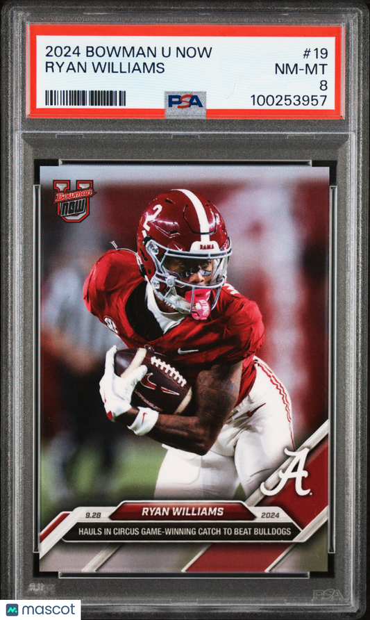 2024 Bowman U Now - Ryan Williams #19 - Alabama WR - PSA - ROOKIE