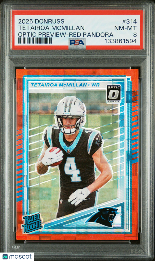 2025 Panini Donruss - Tetairoa Mcmillan #314 - Optic Preview - Red Pandora - PSA