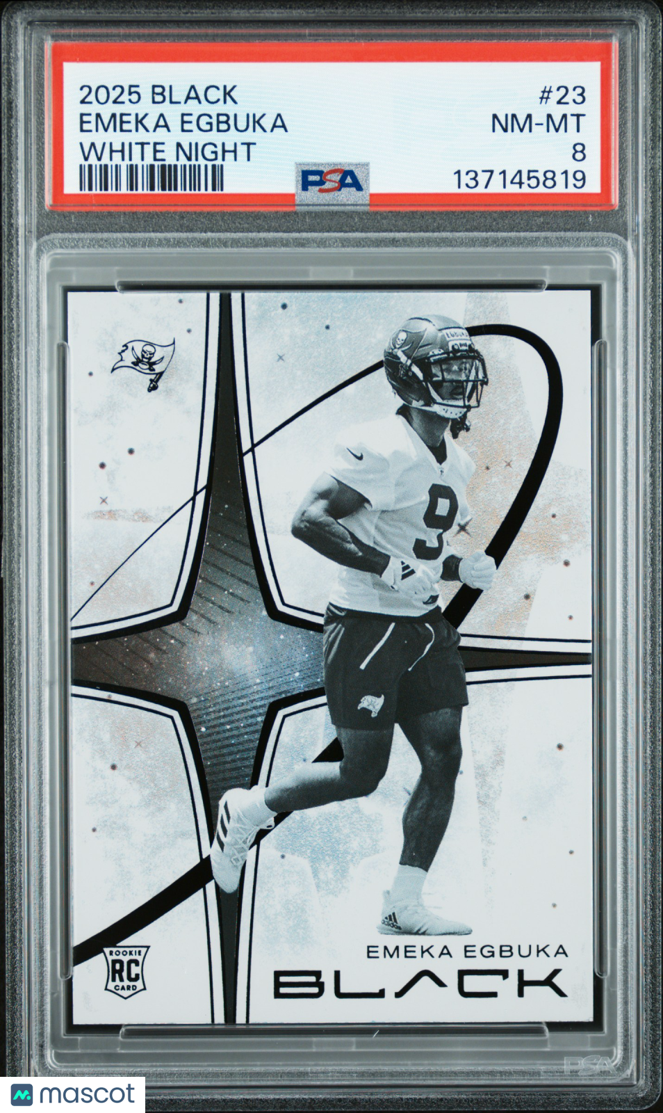 2025 Panini Black - EMEKA EGBUKA #23 - WHITE NIGHT Case Hit - WHITE KNIGHT - PSA