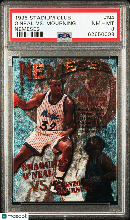 1995 Stadium Club - Shaquille O'Neal v. Alonzo Mourning -  Nemeses #N4 - PSA 8