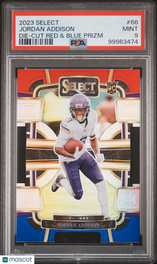 2023 Panini Select Jordan Addison ROOKIE #66 Die Cut Red & Blue Prizm PSA 9