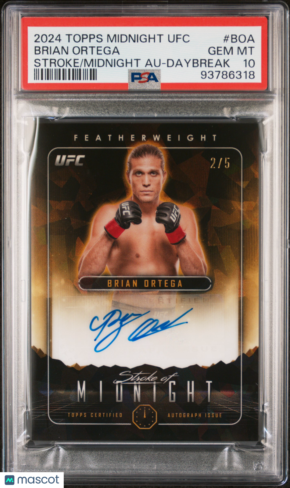 2024 Midnight UFC - Brian Ortega - Midnight Auto /5 -Daybreak /5 AUTO - PSA 10