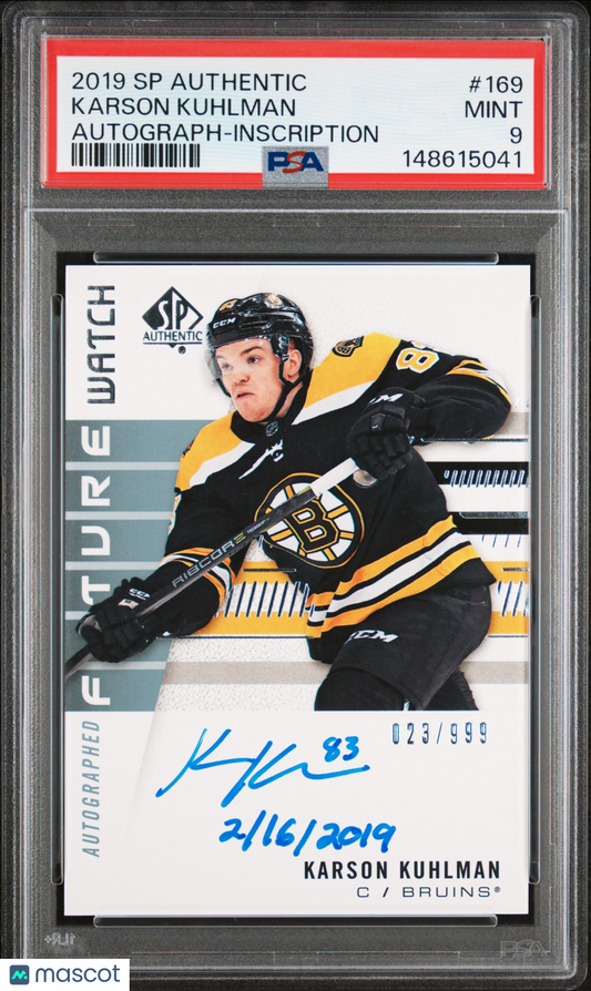 2019 SP Authentic - Karson Kuhlman - INSCRIBED AUTO /999 - PSA - Inscribed FWA