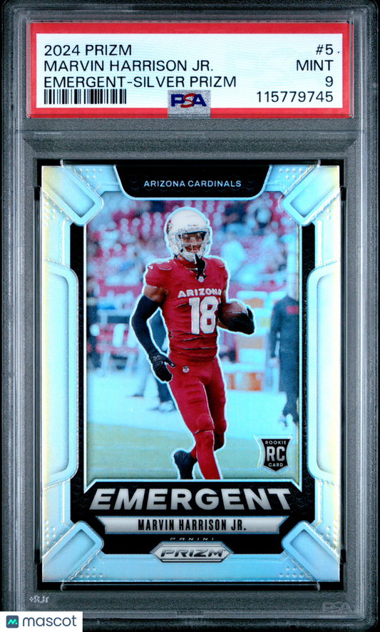 2024 Panini Prizm - Emergent ROOKIE - Marvin Harrison JR. #5 - Silver - PSA 9