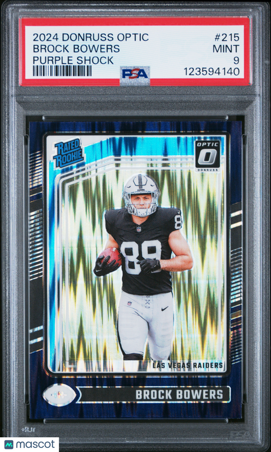 2024 Donruss Optic 2 - Brock Bowers #215 - ROOKIE - Purple Shock - ROOKIE - PSA