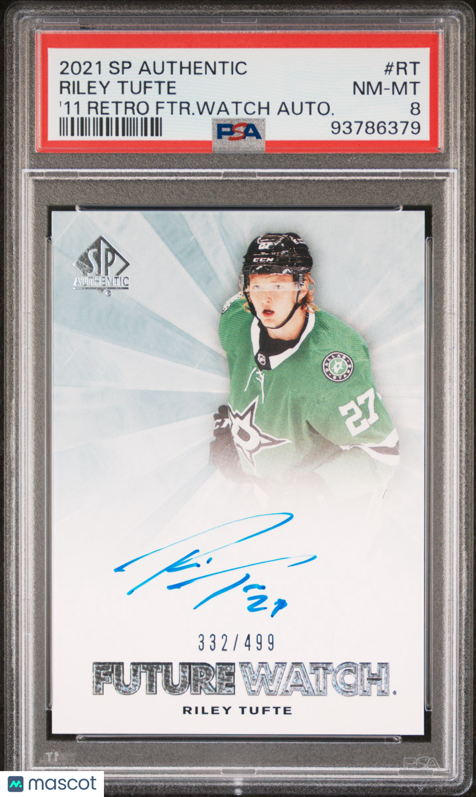 2021 UD SP Authentic Retro Future Watch Auto Riley Tufte PSA 8 /499