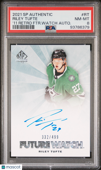 2021 UD SP Authentic Retro Future Watch Auto Riley Tufte PSA 8 /499
