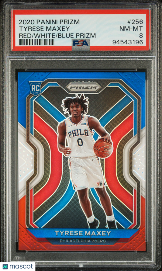 2020 Panini Prizm Tyrese Maxey #256 Red White Blue PSA 8 ROOKIE