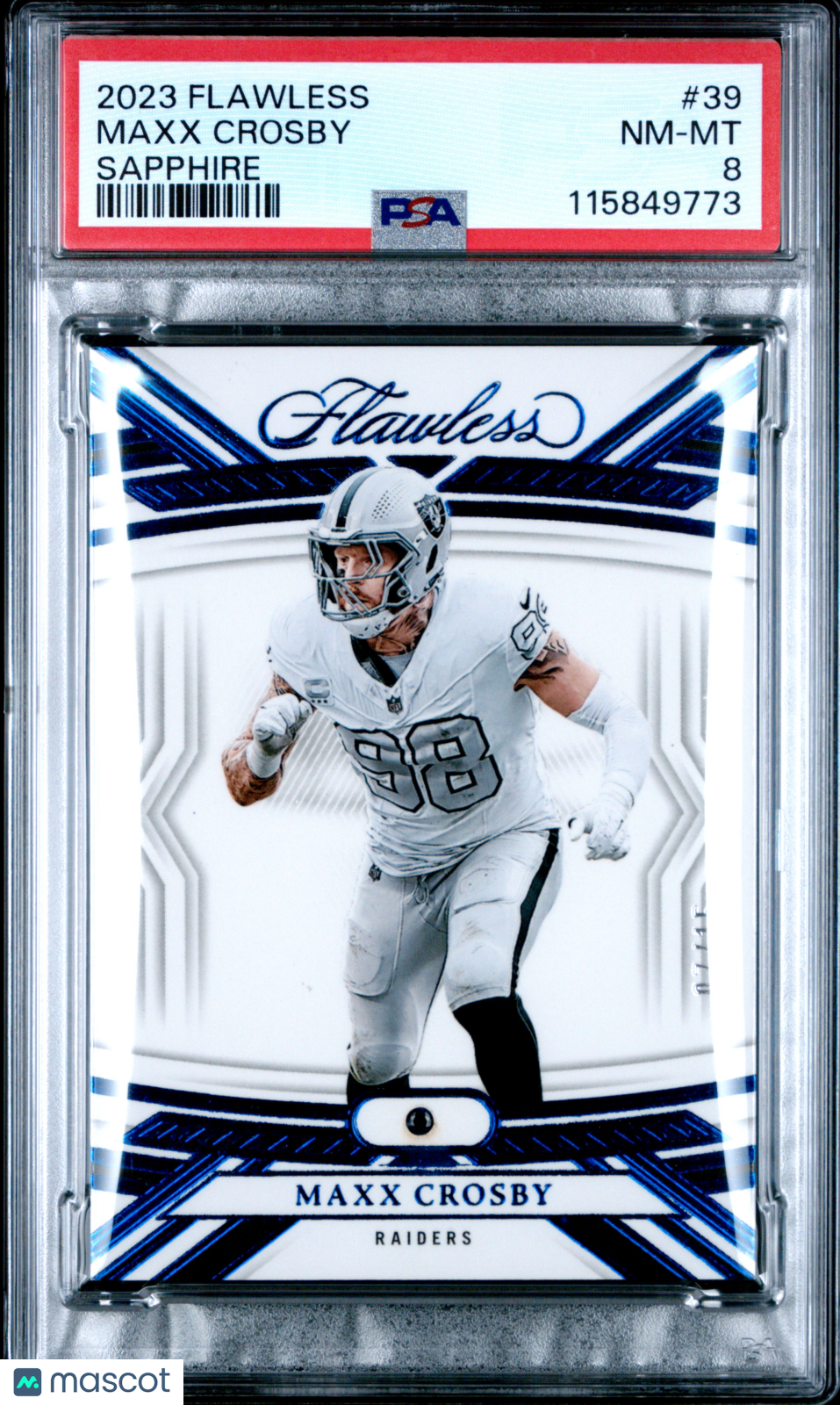 2023 Flawless - Maxx Crosby #39 - Sapphire /15 - PSA 8 - SAPPHIRE /15 - PSA