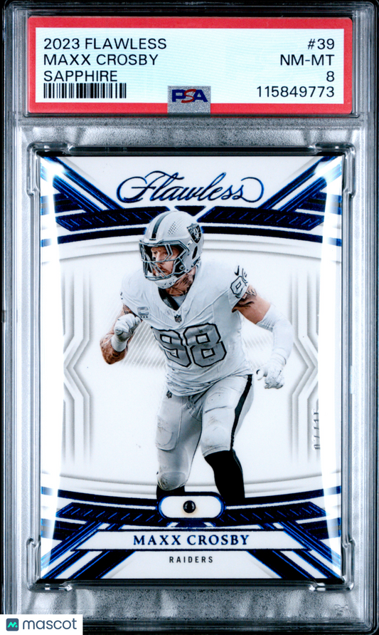 2023 Flawless - Maxx Crosby #39 - Sapphire /15 - PSA 8 - SAPPHIRE /15 - PSA