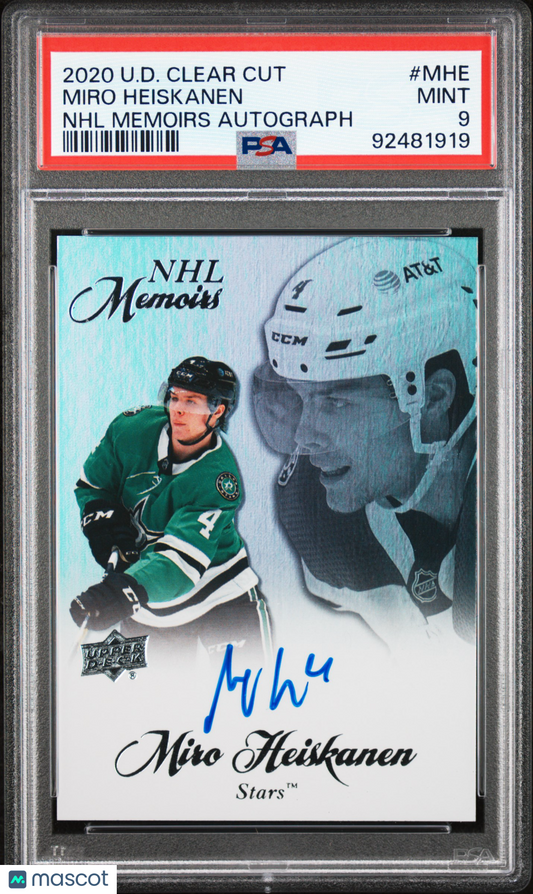 2020 Upper Deck Clear Cut NHL - Miro Heiskanen #MHE - Memoirs Autographs - PSA 9