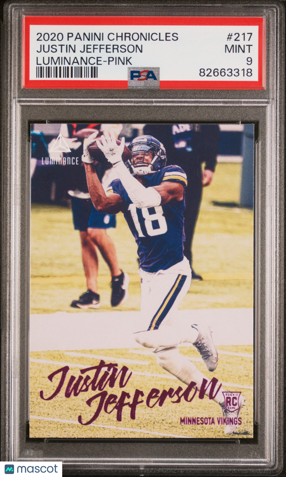 2020 Chronicles - Justin Jefferson #217 - Luminance Rookies Pink - PSA - ROOKIE