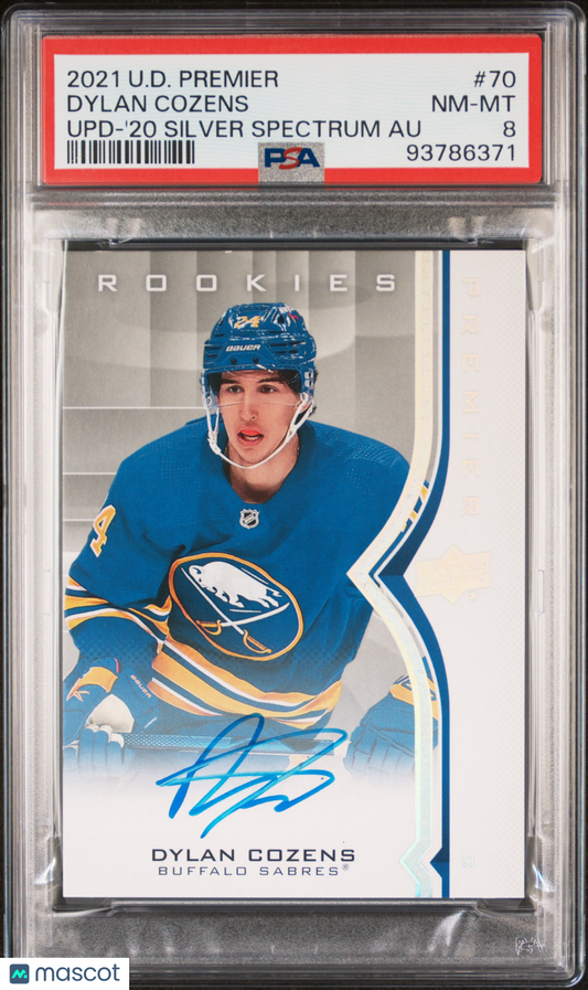 2021 Upper Deck Premier - Dylan Cozens - AUTO - Upd '20 Silver ROOKIE AUTO - PSA