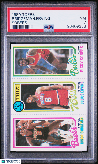 1980 Topps Julus Erving Junior Bridgeman Ricky Sobers PSA 7