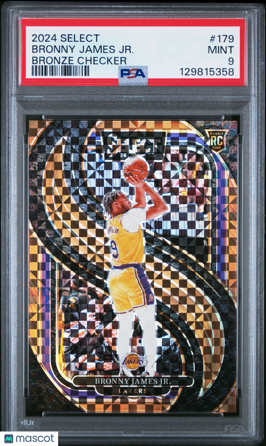 2024 Panini Select - Bronny James JR. - ROOKIE - Bronze Checker /49 - PSA - /49