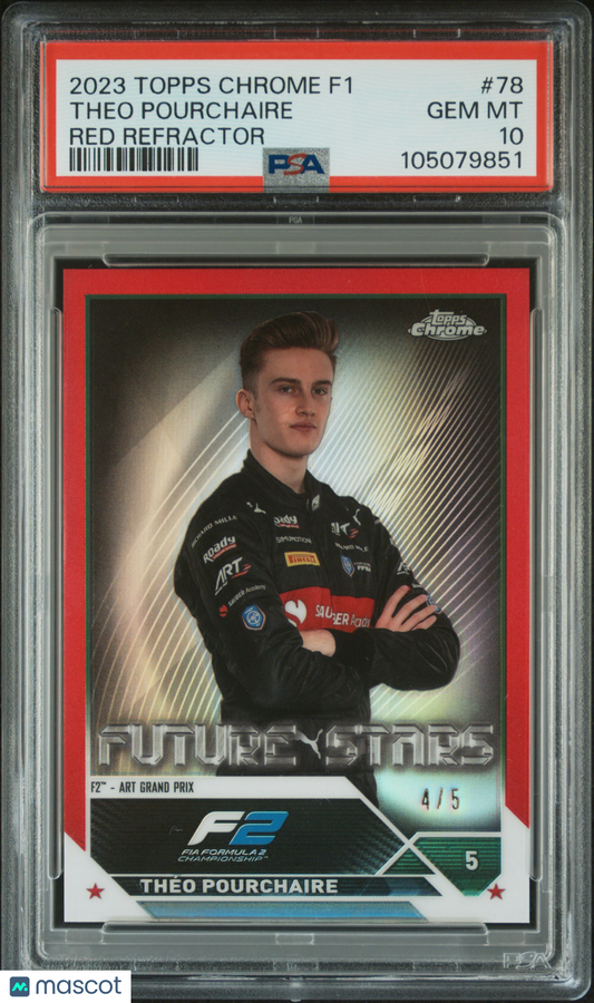 2023 Topps Chrome F1 - Theo Pourchaire - Red Refractor /5 - PSA 10