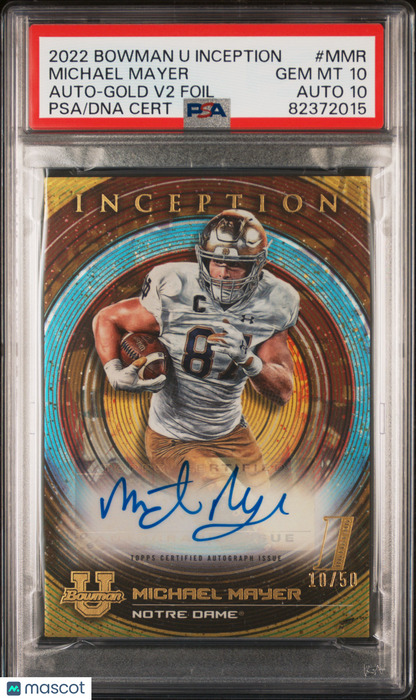 2022 Bowman University Inception - Michael Mayer - ROOKIE GOLD Auto /50 - PSA 10