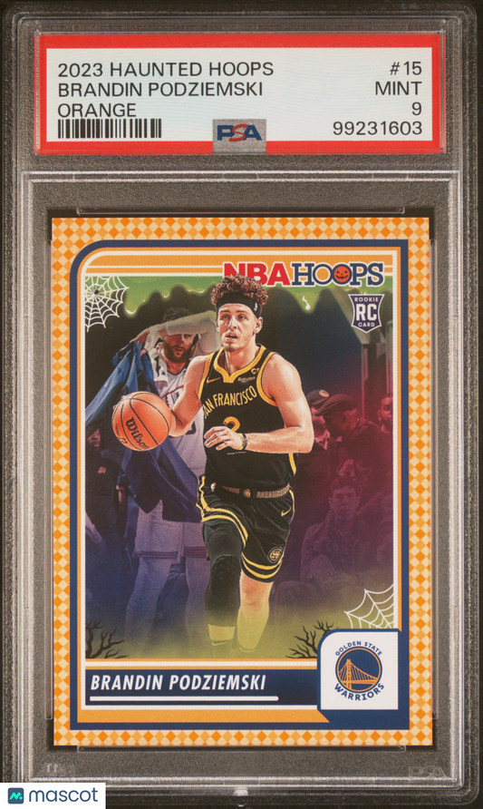 2023 Panini Haunted Hoops Brandin Podziemski ROOKIE #15 Orange PSA 9
