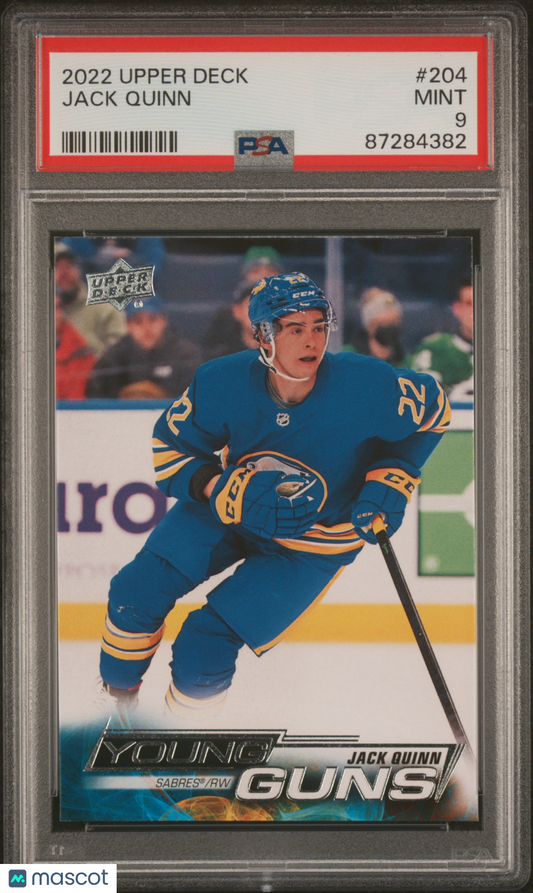 2022 Upper Deck Young Guns Jack Quinn ROOKIE #204 PSA 9