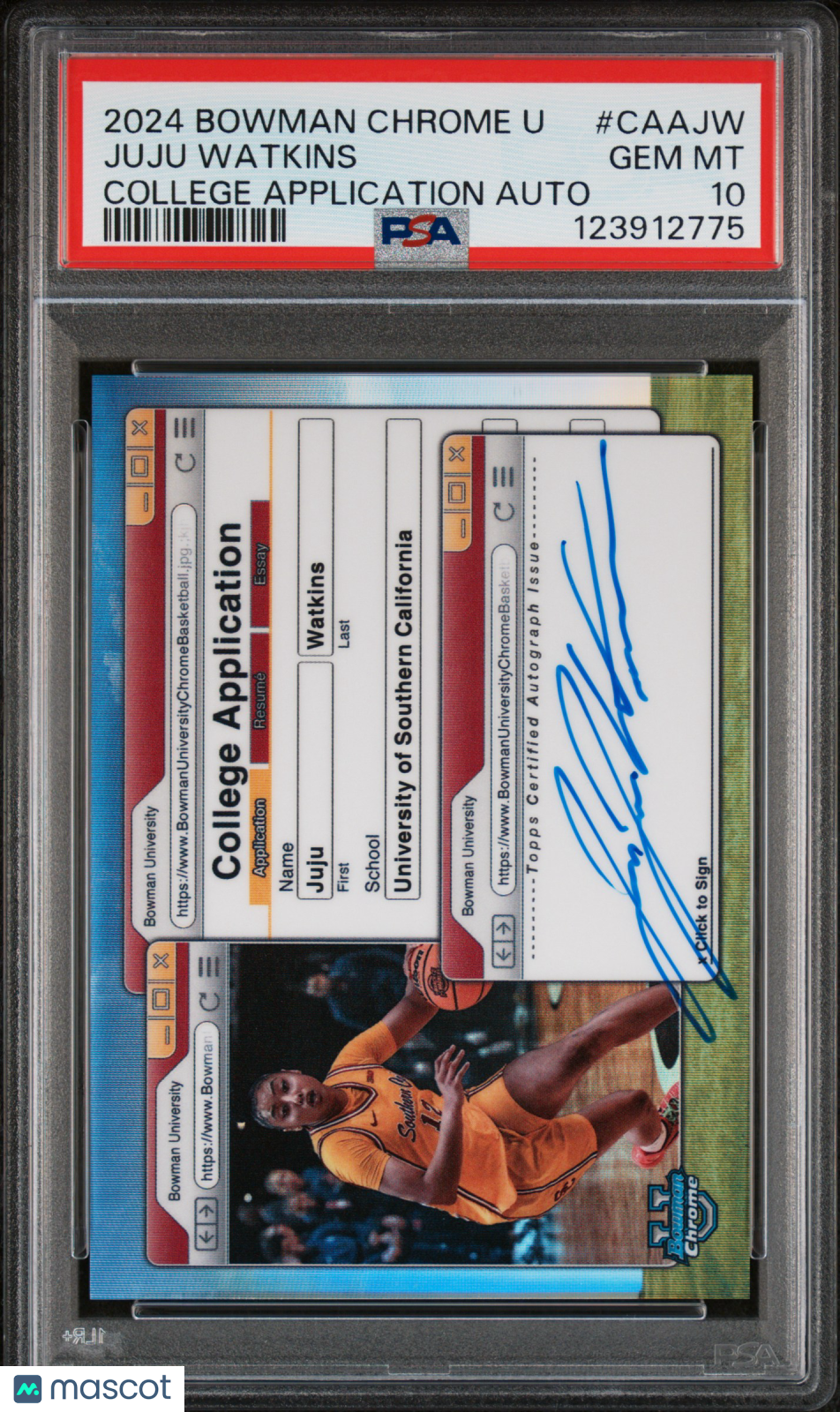 2024 Bowman Chrome U - Juju Watkins AUTO - College Application AUTO - PSA 10