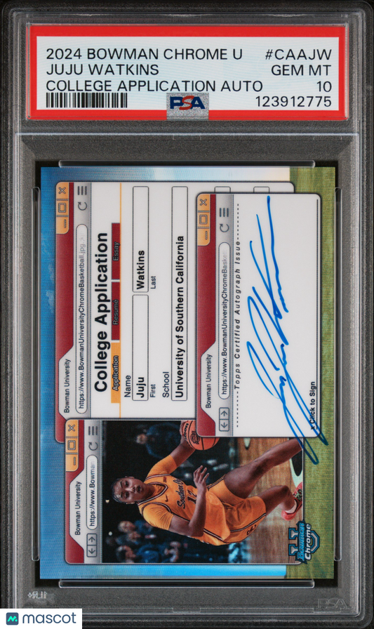 2024 Bowman Chrome U - Juju Watkins AUTO - College Application AUTO - PSA 10