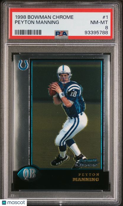 1998 Bowman Chrome Peyton Manning ROOKIE #1 PSA 8