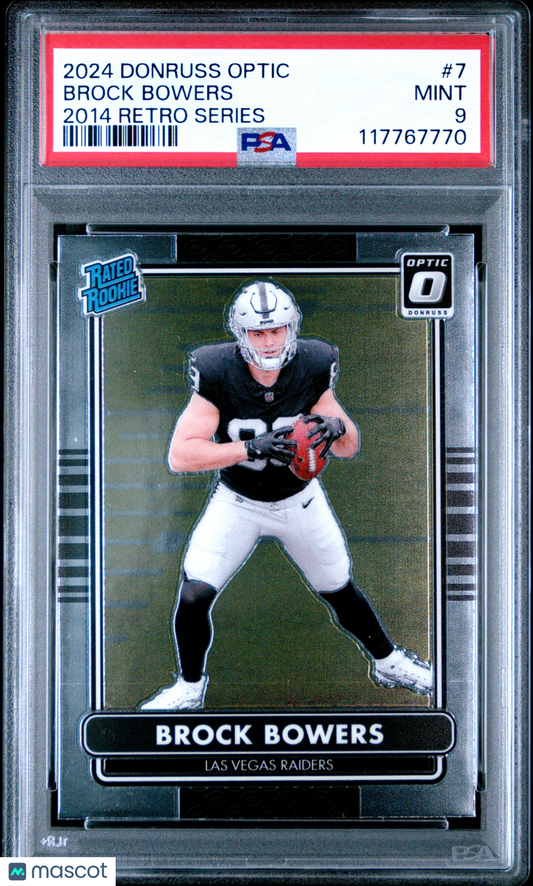 2024 Panini Donruss Optic - Brock Bowers #7 - ROOKIE - 2014 Retro ROOKIE - PSA