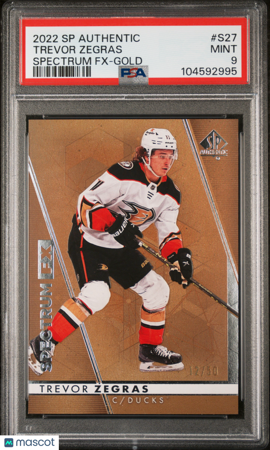 2022 SP Authentic Spectrum FX Trevor Zegras #S27 - /50 GOLD  - PSA - /50 GOLD