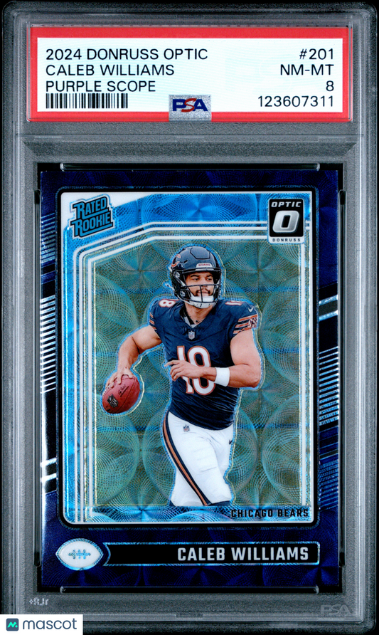 2024 Panini Donruss Optic - Caleb Williams - ROOKIE - Purple Scope - PSA ROOKIE