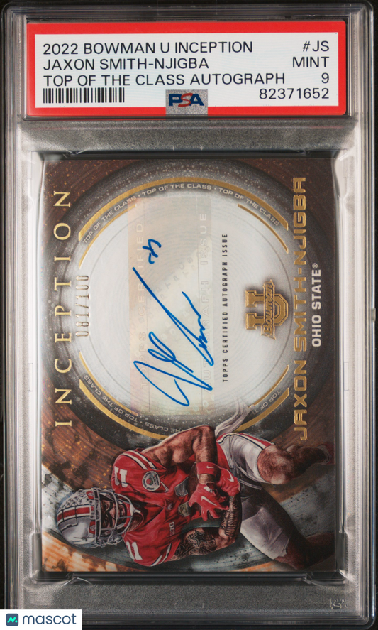 2022 Bowman U Inception Auto Jaxon Smith-Njigba Top Of The Class Auto PSA 9